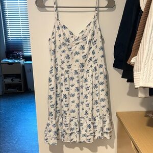 Hollister White and Blue Floral Mini Dress